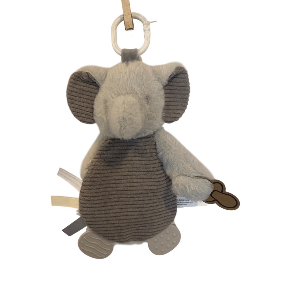 Dreamgro Baby Gray Elephant Lovey Plush With‎ Pacifier Clip Security Blanket New